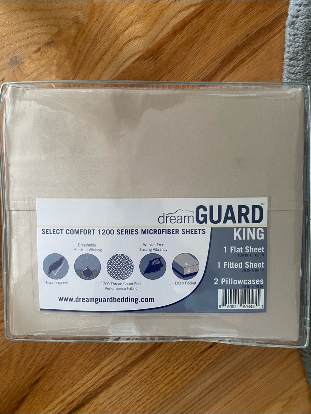 DreamGuard Select Comfort 1200 Series King Microfiber Sheet Set - Taupe